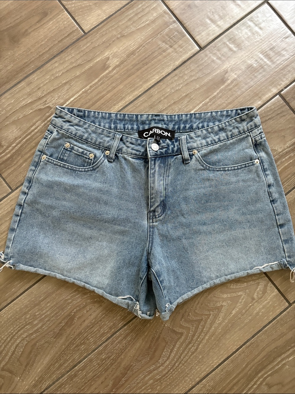 CARBON blue denim jean cutoff shorts Juniors size 13